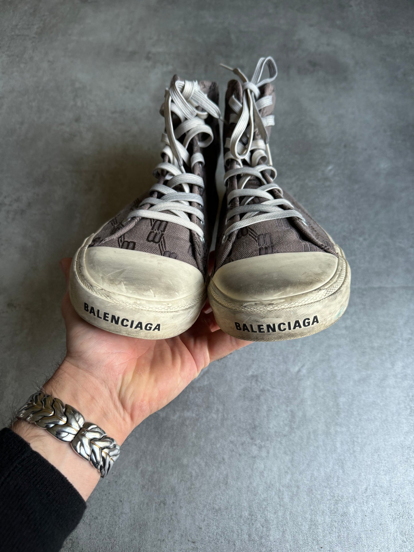 Balenciaga Paris Monogram High Top Shoes (43) - 5