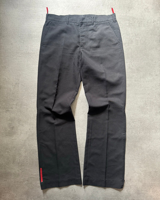 SS2003 Prada Black Zip Linea Rossa Suit Pants (L) - 1