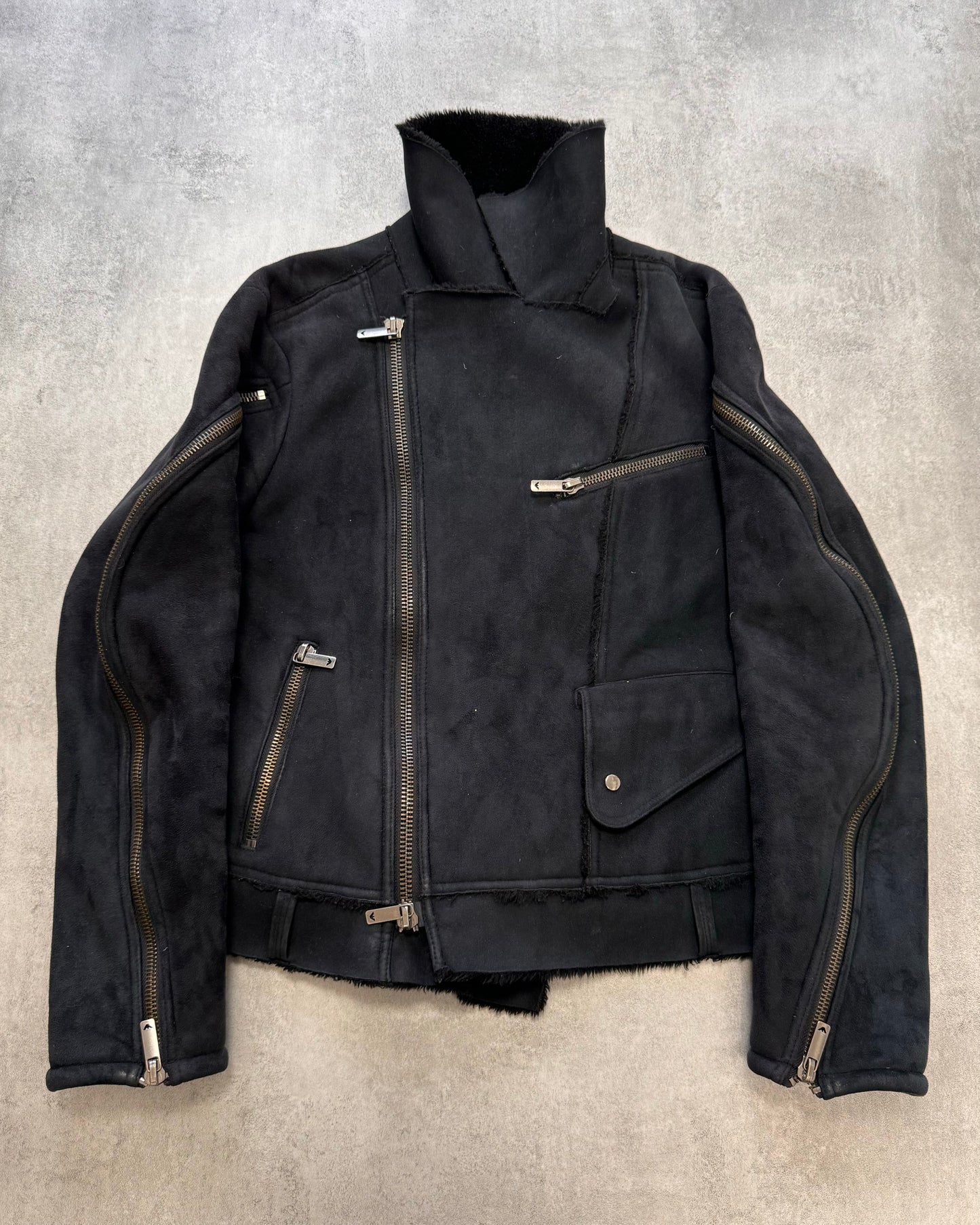 1990s Emporio Armani Arm Zip Asymmetrical Jacket (S)