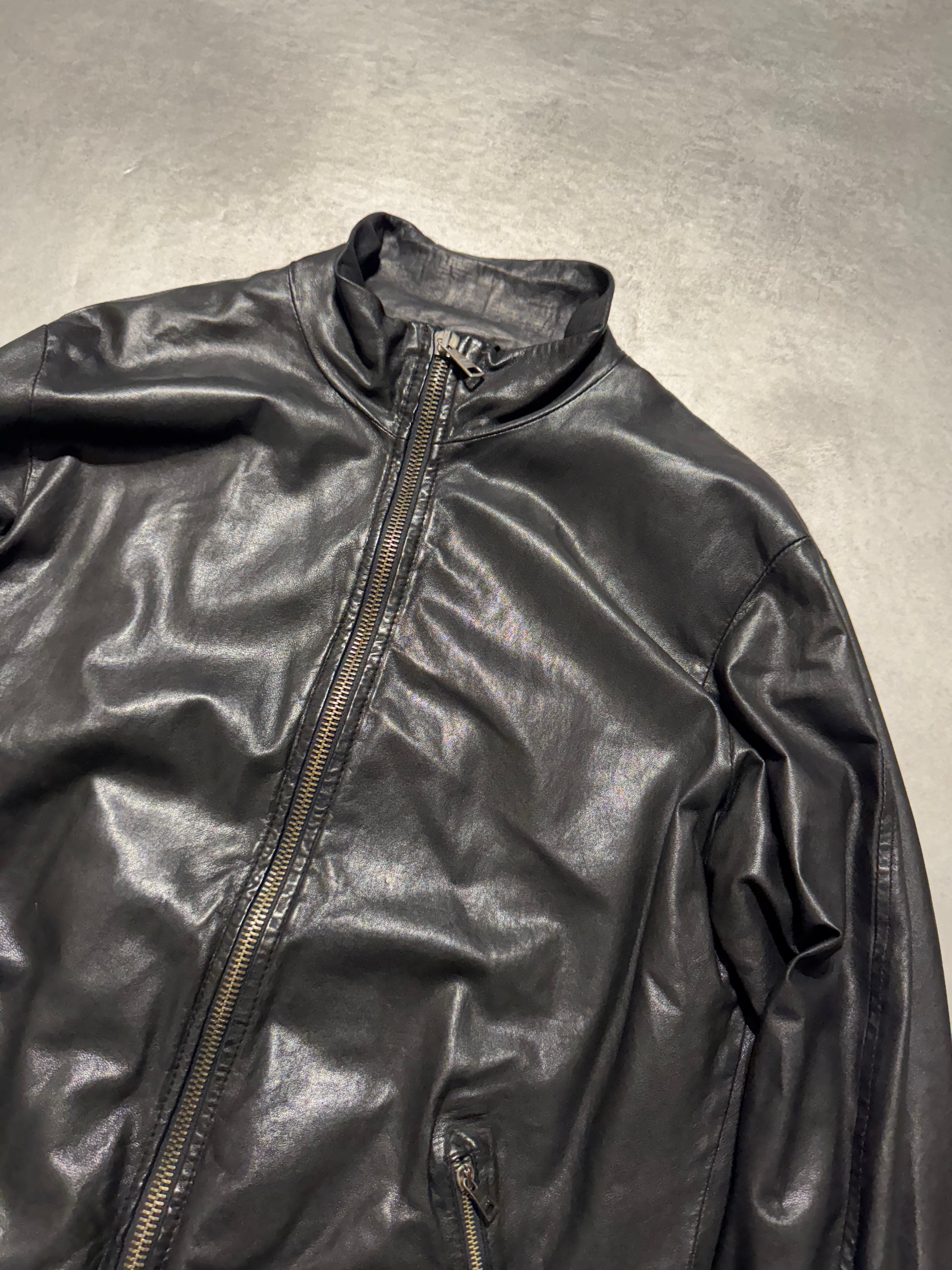 2010s Giorgio Brato Avant-Garde Black Leather Bomber Jacket