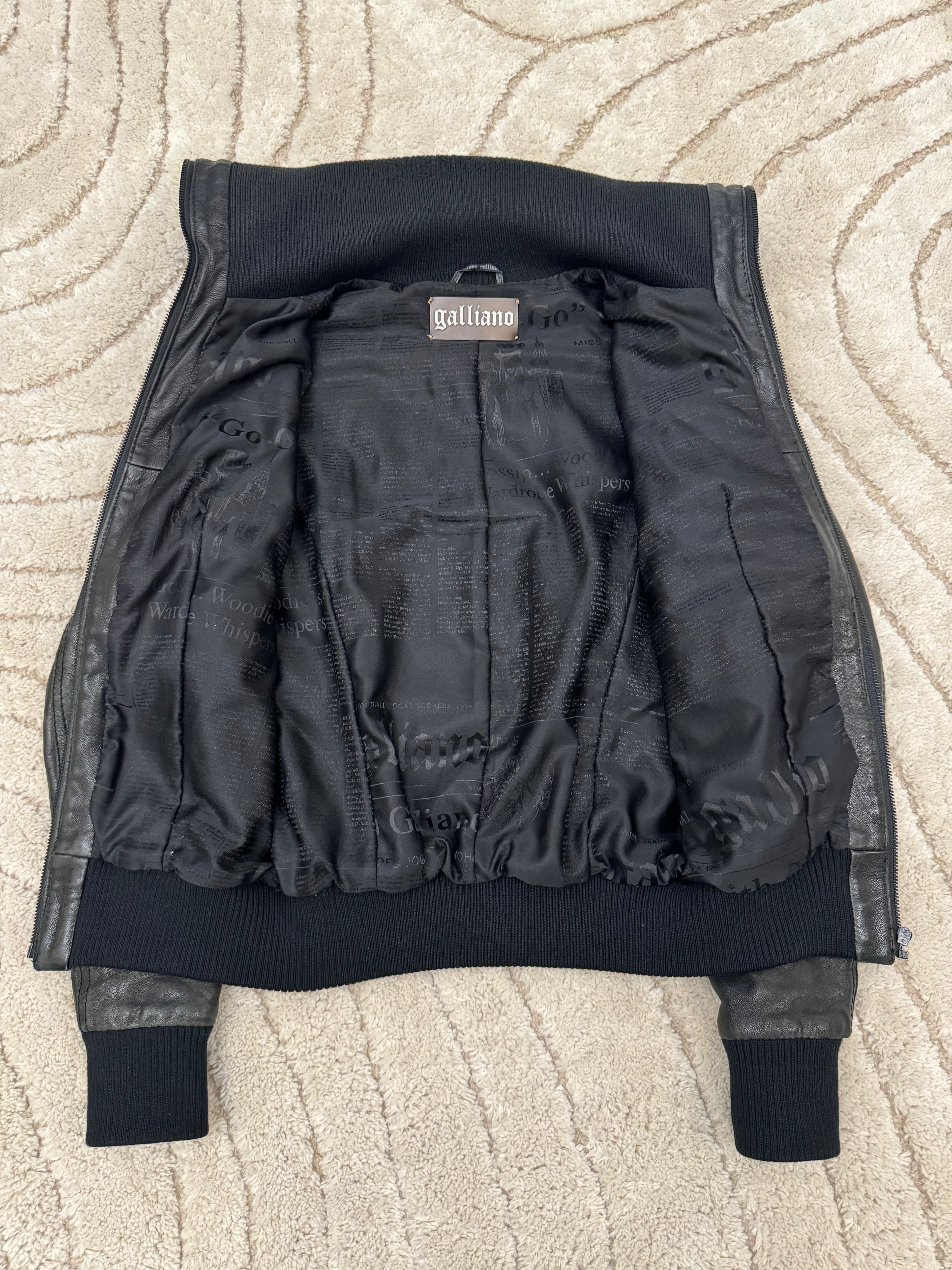 Galliano Hight Neck Leather Bomber Jacket (XXS)