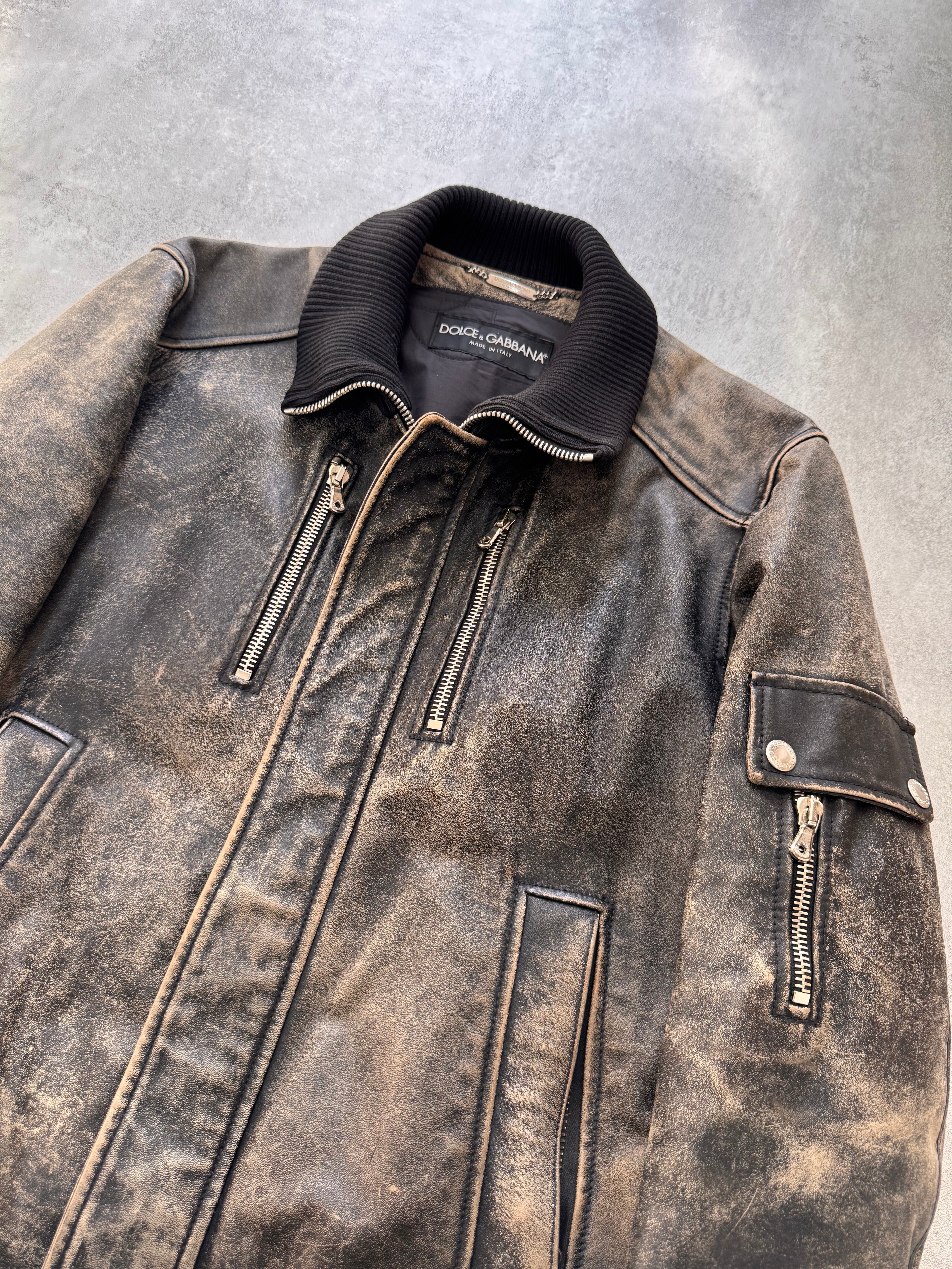 AW2003 Dolce & Gabbana Aged Horse Leather Jacket