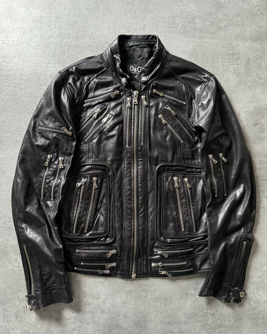 SS2008 Dolce & Gabbana 26 Zips Black Ultimate Leather Jacket (M) - 1
