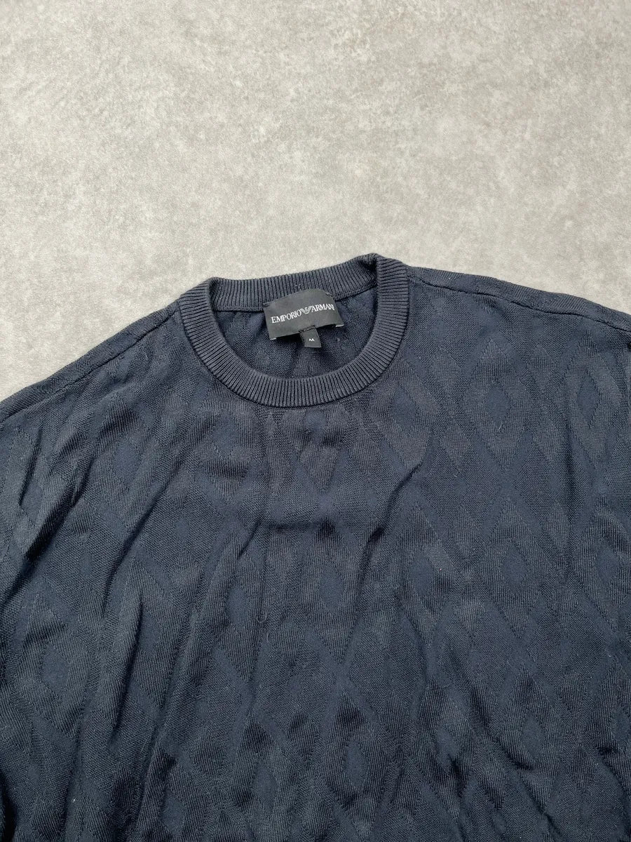 SS2020 Emporio Armani Black Diamond Jacquard Sweater FJnixJbH 5