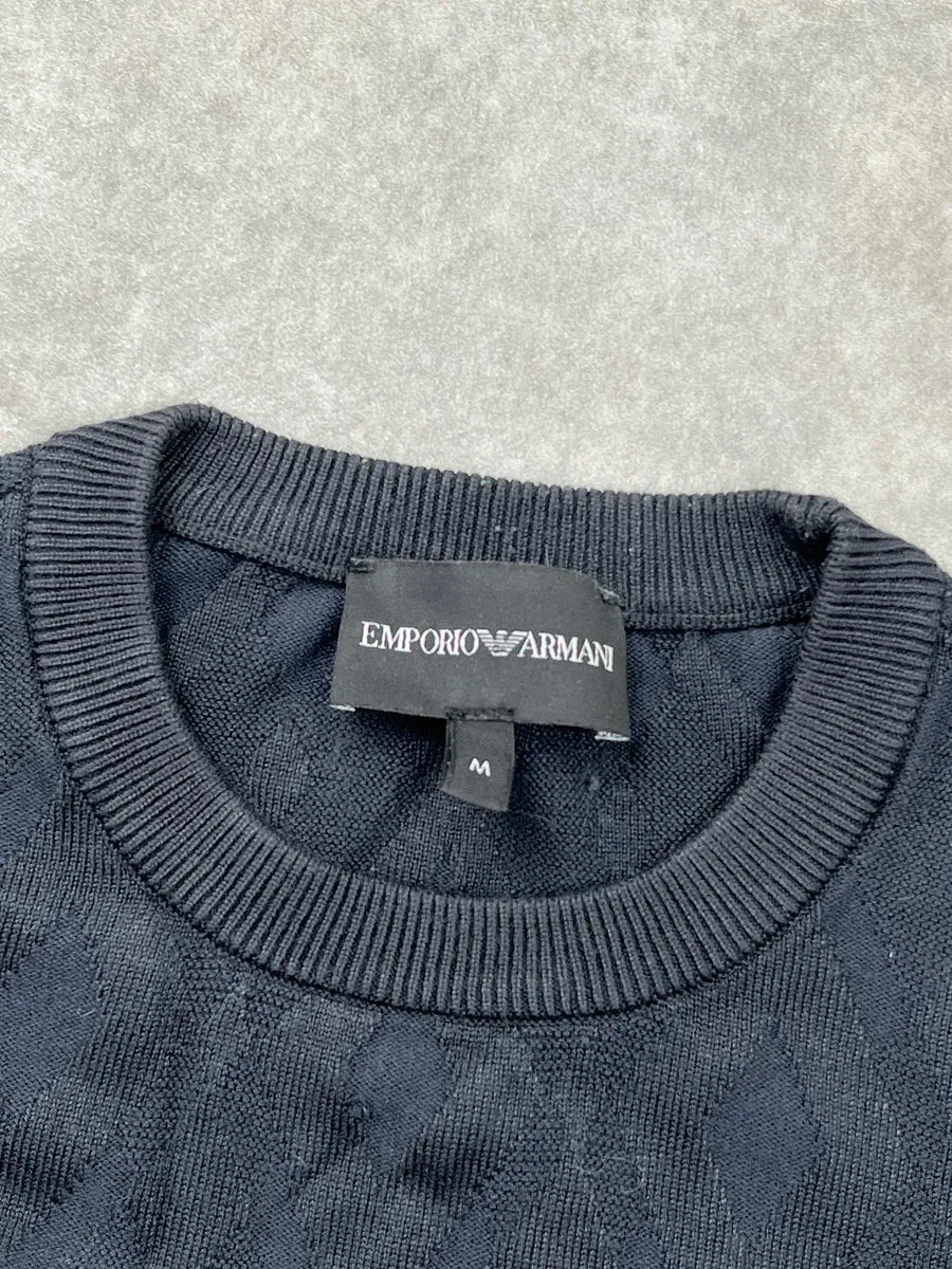 SS2020 Emporio Armani Black Diamond Jacquard Sweater FJnixJbH 8