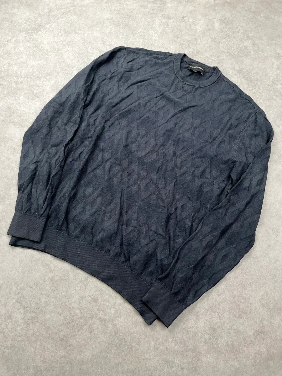 SS2020 Emporio Armani Black Diamond Jacquard Sweater FJnixJbH 4