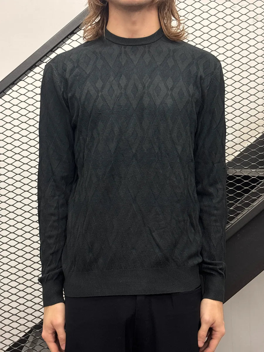 SS2020 Emporio Armani Black Diamond Jacquard Sweater FJnixJbH 1