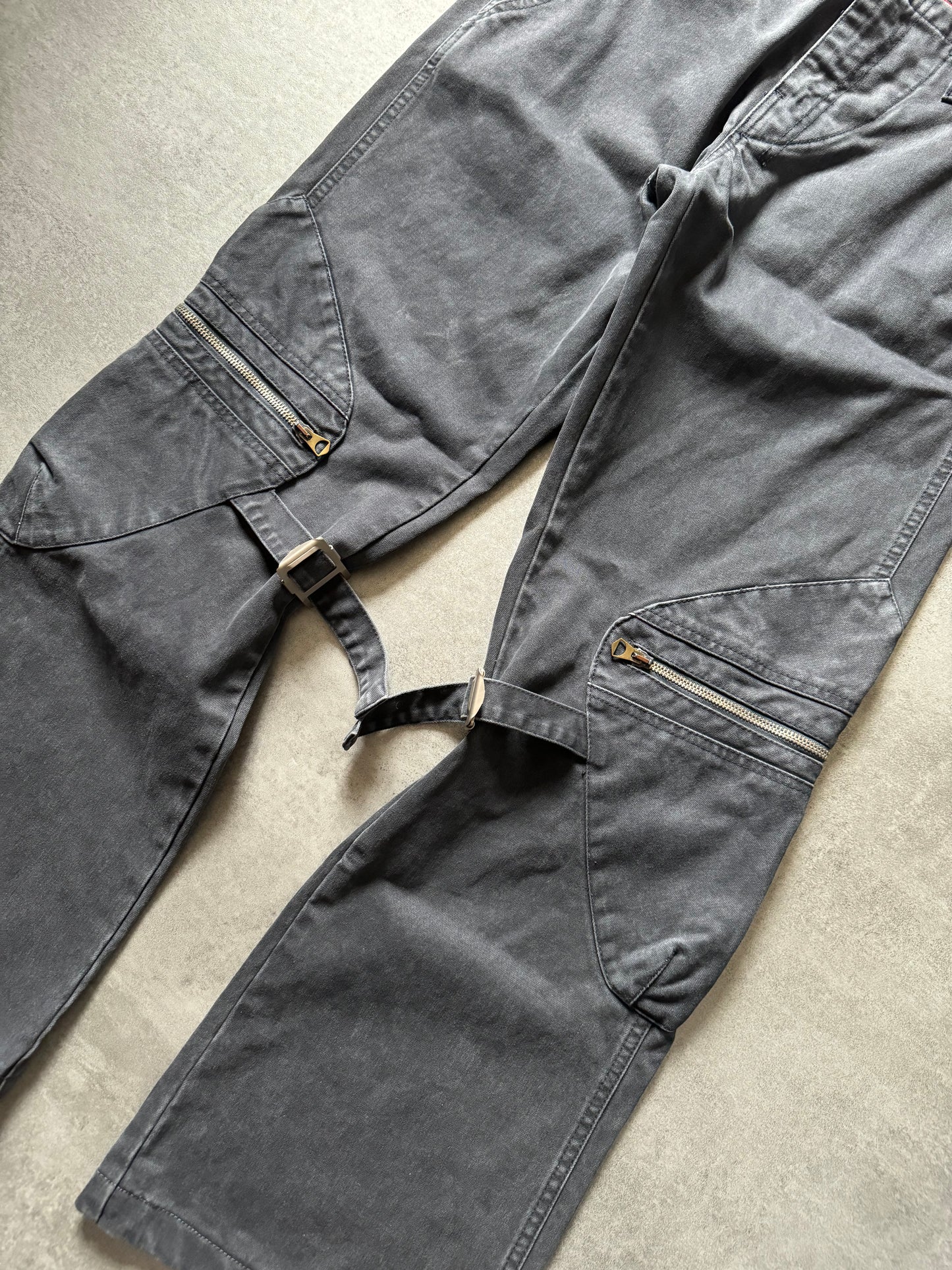 2000s Armani Grey Bondage Cargo Pants (M) - 8