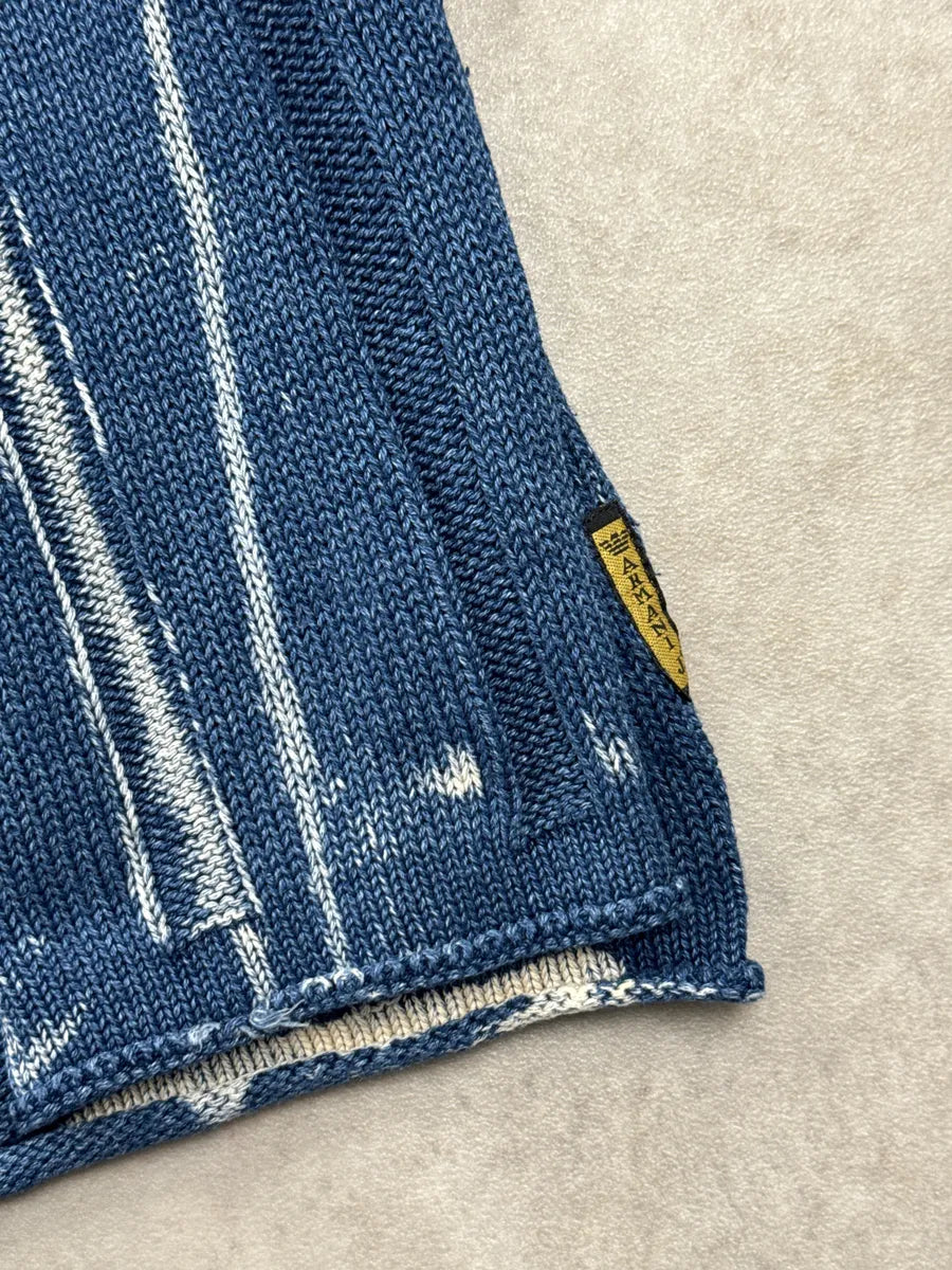 2000s Armani Jeans Indigo White Dripping Sweater FLKXNsjL 7