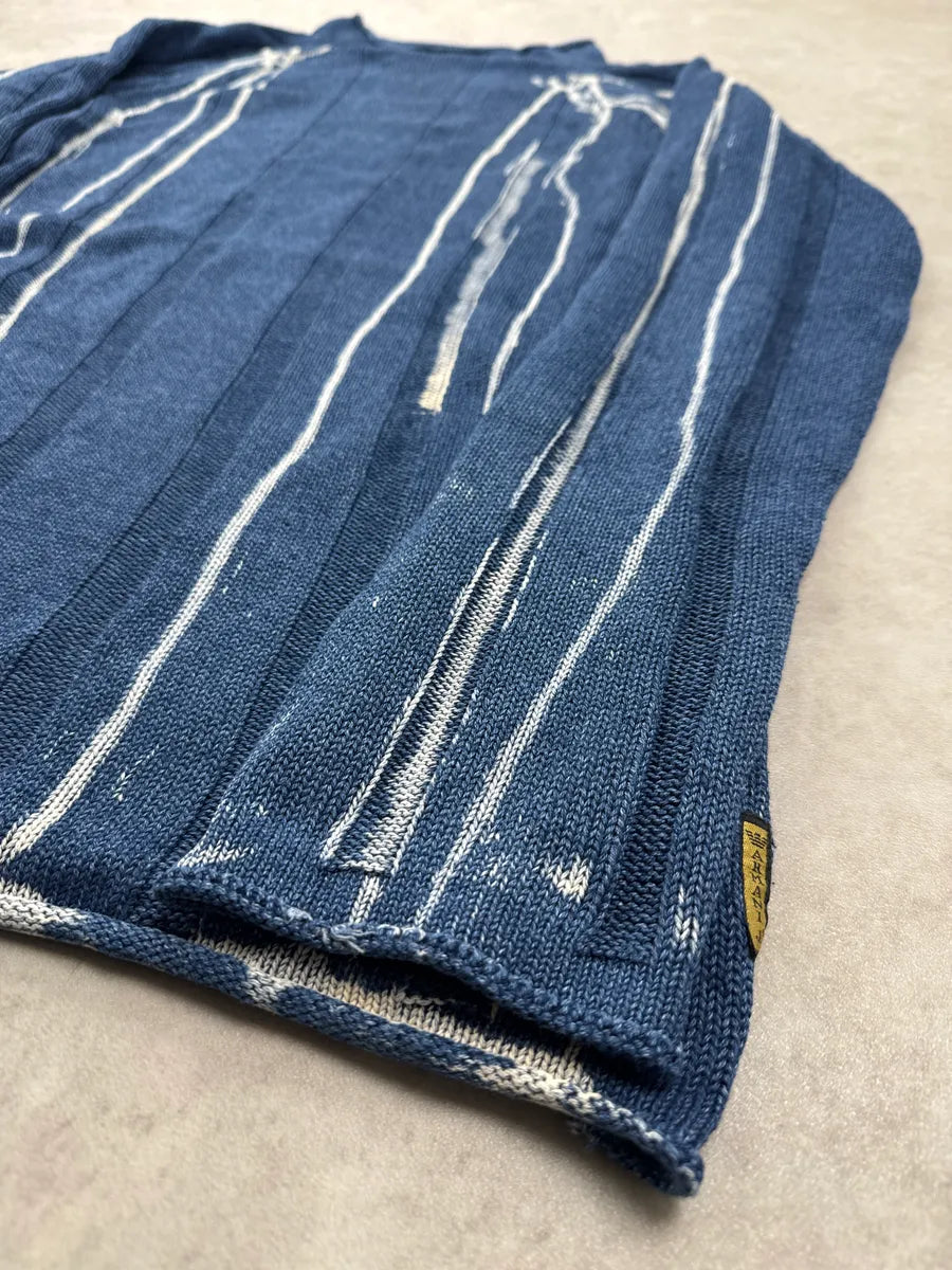 2000s Armani Jeans Indigo White Dripping Sweater FLKXNsjL 8