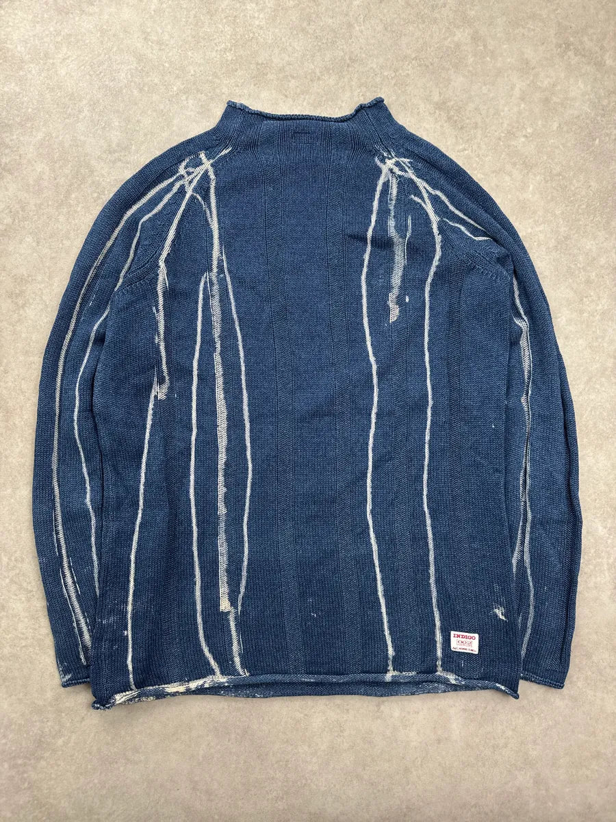 2000s Armani Jeans Indigo White Dripping Sweater FLKXNsjL 4