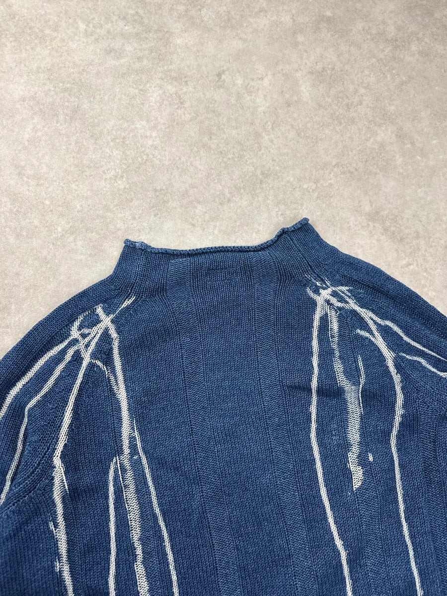 2000s Armani Jeans Indigo White Dripping Sweater FLKXNsjL 6