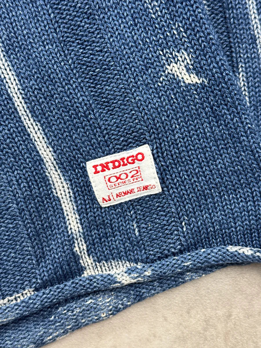 2000s Armani Jeans Indigo White Dripping Sweater FLKXNsjL 10