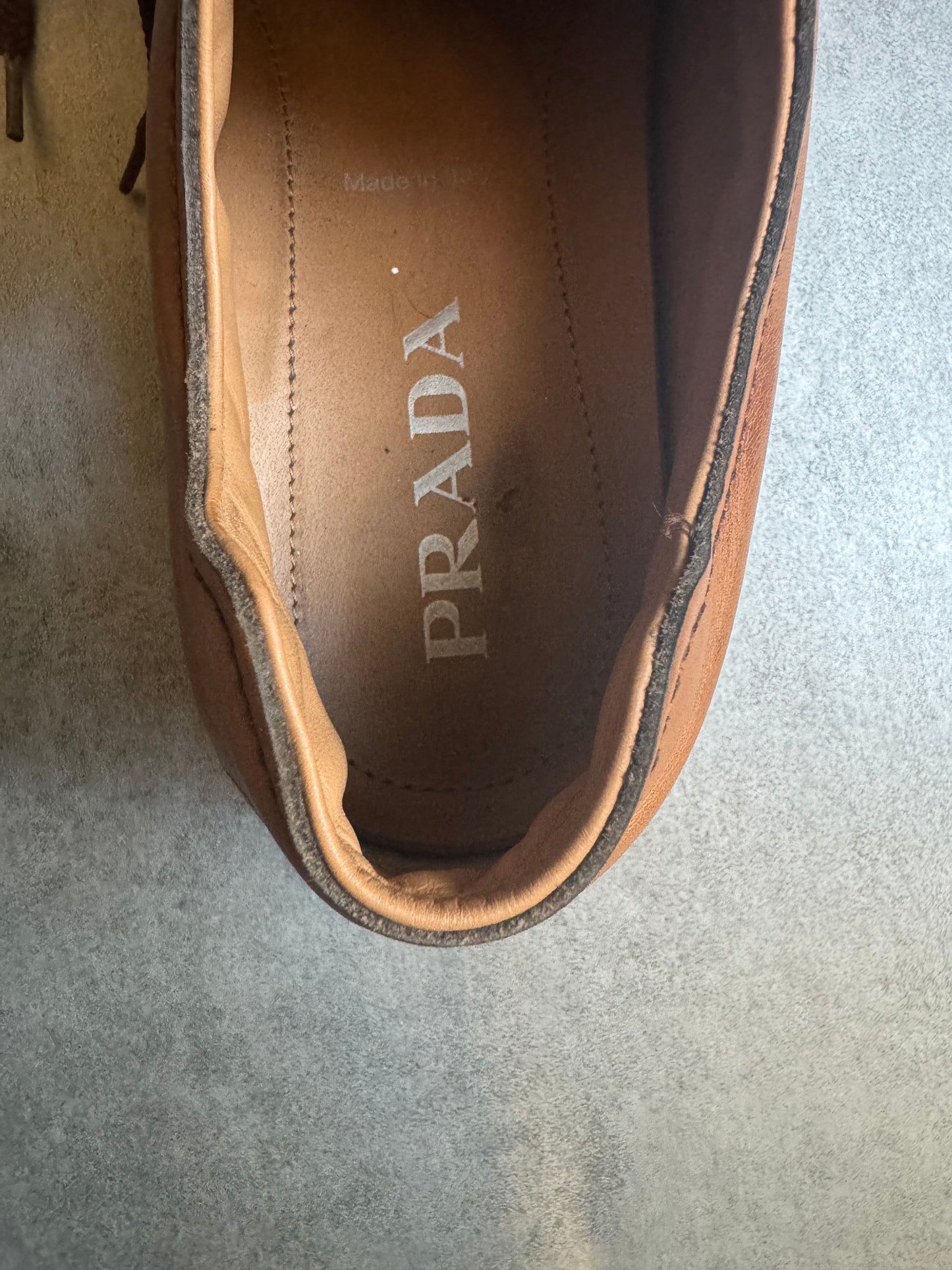 AW2018 Prada Brixxen Derby Lace Ups Camel Leather Shoes (42) - 12