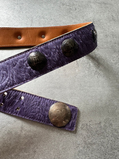 Goya Purple Fur Leather Archive Belt  (OS) - 3