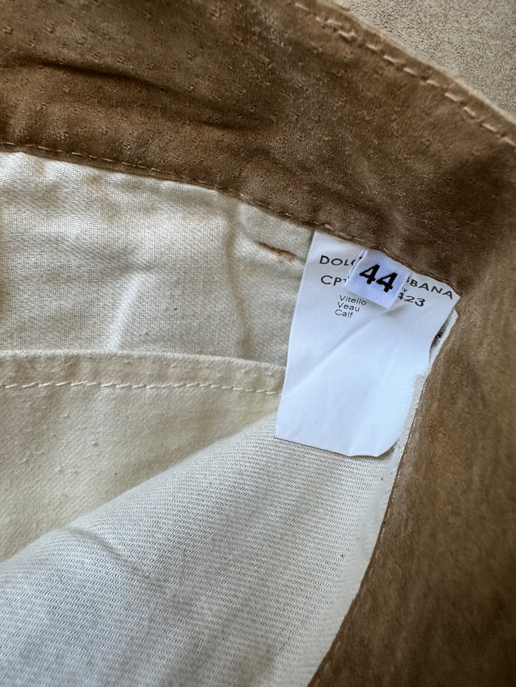 2000s Dolce & Gabbana Camel Leather Pants (M) - 5