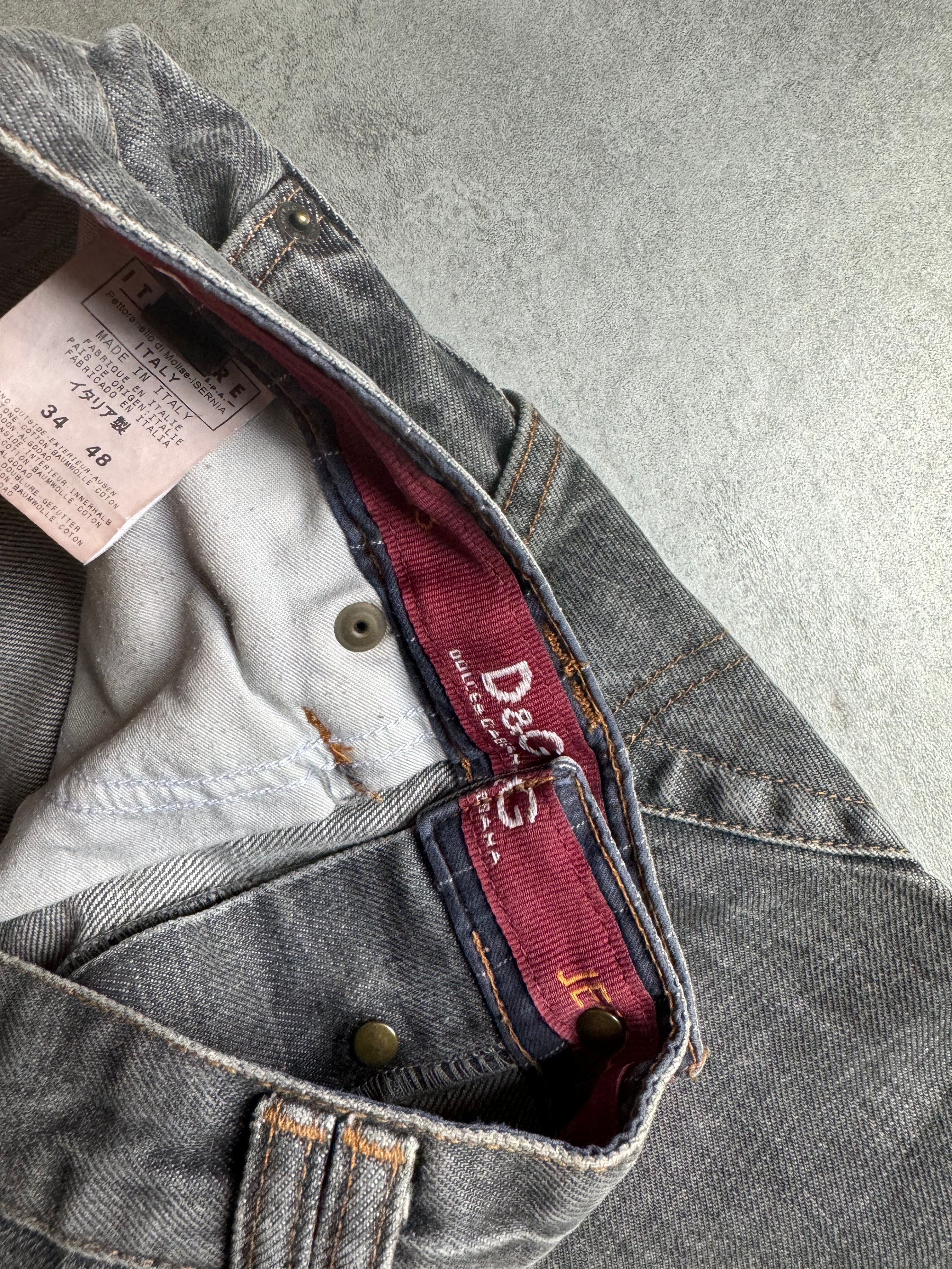 AW2003 Dolce & Gabbana Grey Eroded Denim Jeans (L) - 6