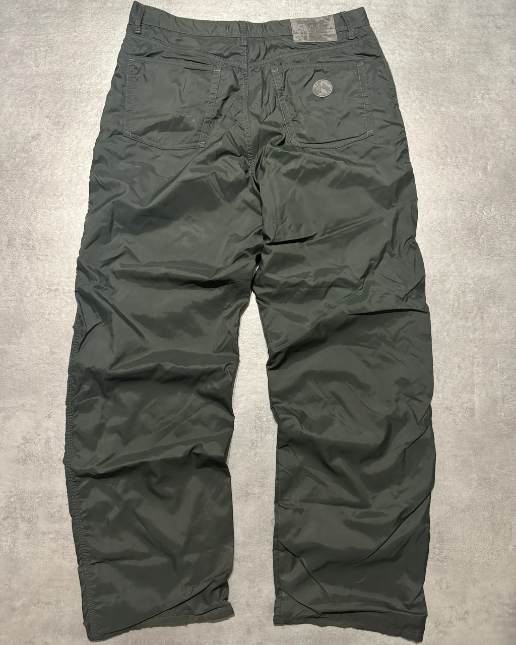 2000s Moschino Green Nylon Large Pants (L/XL) - 2