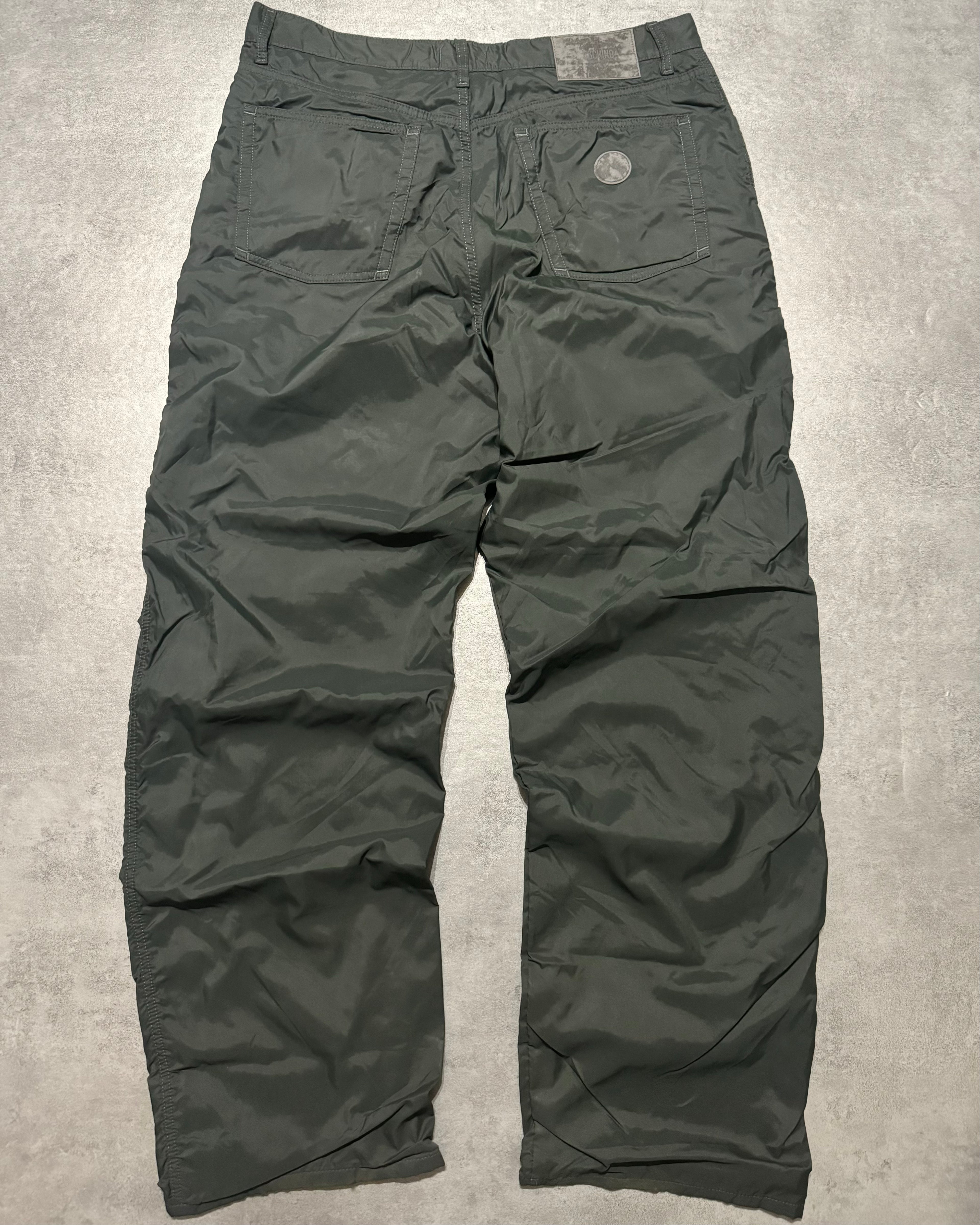 2000s Moschino Green Nylon Large Pants (L/XL) - 2