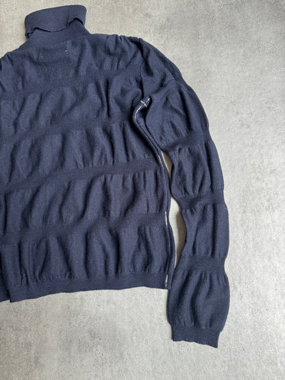 2000s Maison Martin Margiela Navy Wavy Turtleneck  (XS/S) - 3