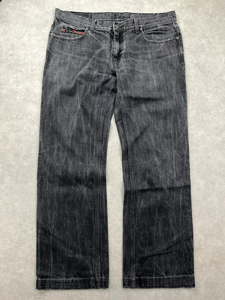 AW2007 Gucci Black Denim Straight Leg Jeans by Frida Giannini FWWIbAZx 0