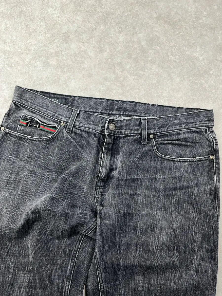 AW2007 Gucci Black Denim Straight Leg Jeans by Frida Giannini FWWIbAZx 5