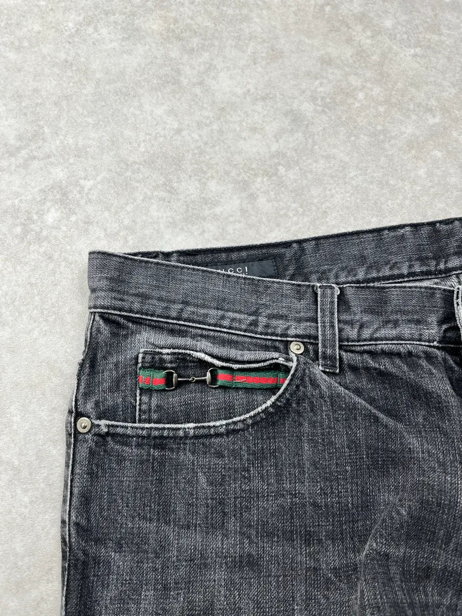 AW2007 Gucci Black Denim Straight Leg Jeans by Frida Giannini FWWIbAZx 8