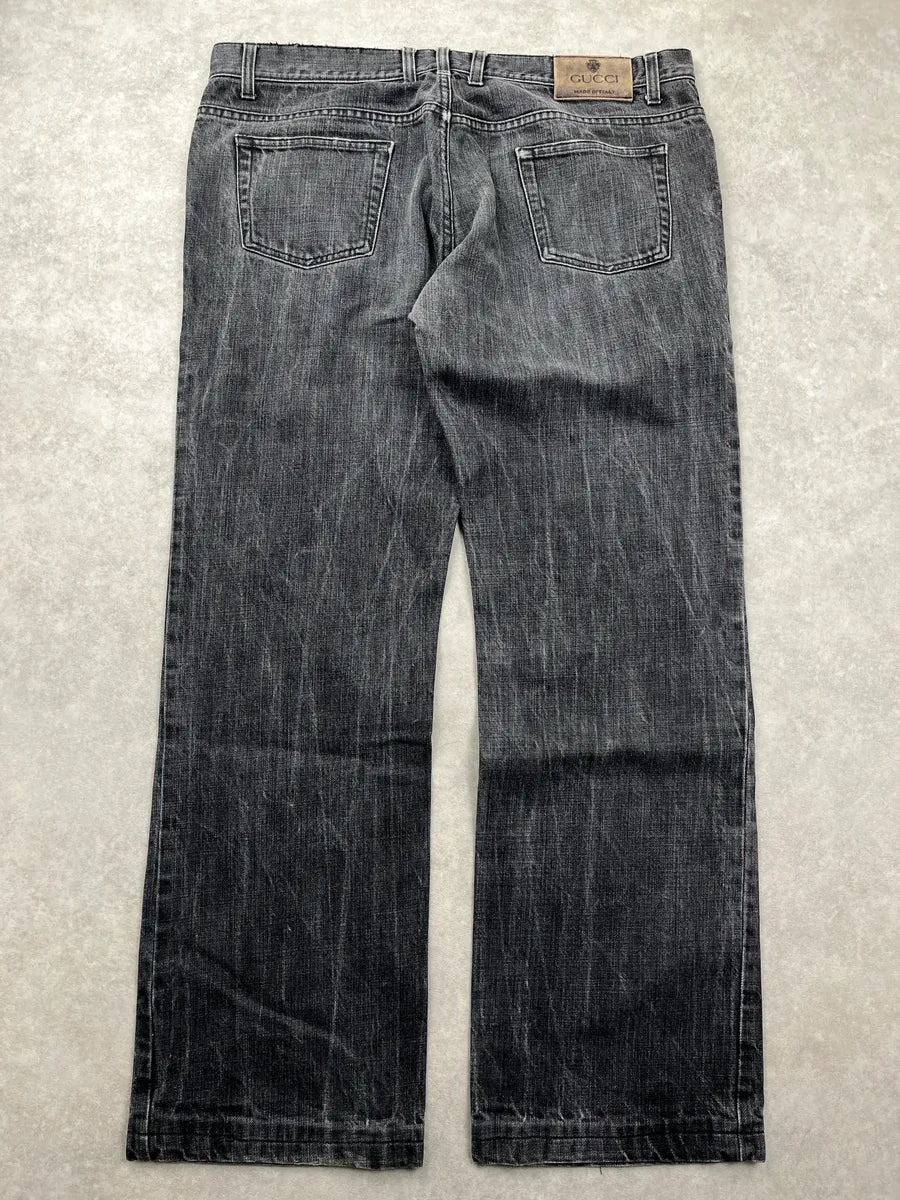 AW2007 Gucci Black Denim Straight Leg Jeans by Frida Giannini FWWIbAZx 4