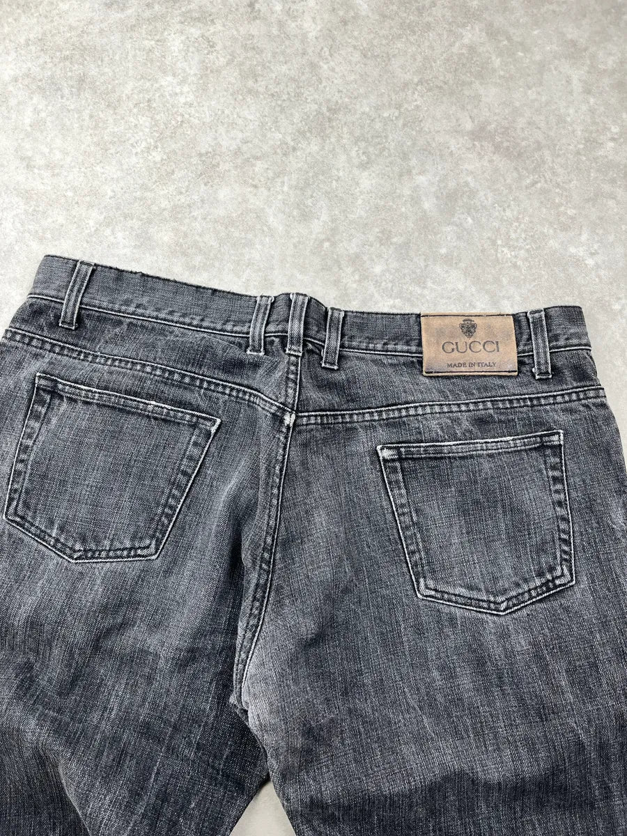 AW2007 Gucci Black Denim Straight Leg Jeans by Frida Giannini FWWIbAZx 6