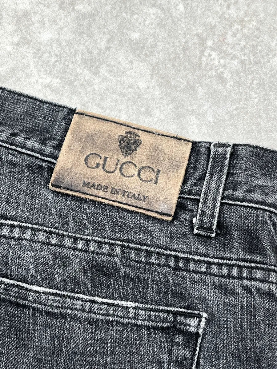 AW2007 Gucci Black Denim Straight Leg Jeans by Frida Giannini FWWIbAZx 11