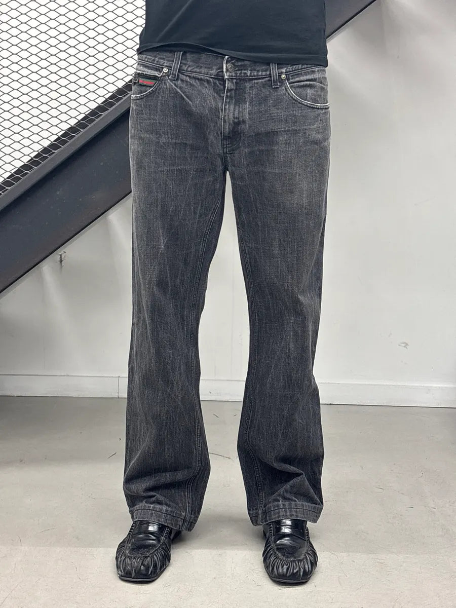 AW2007 Gucci Black Denim Straight Leg Jeans by Frida Giannini FWWIbAZx 1
