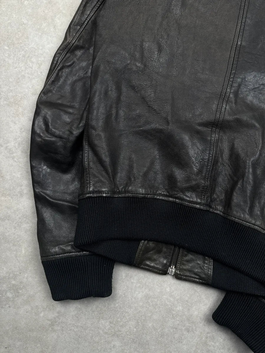 2010s Dolce & Gabbana Black Eroded Leather Zip-Up Bomber Jacket FYKWuuOc 7