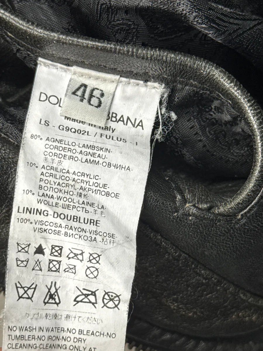 2010s Dolce & Gabbana Black Eroded Leather Zip-Up Bomber Jacket FYKWuuOc 8