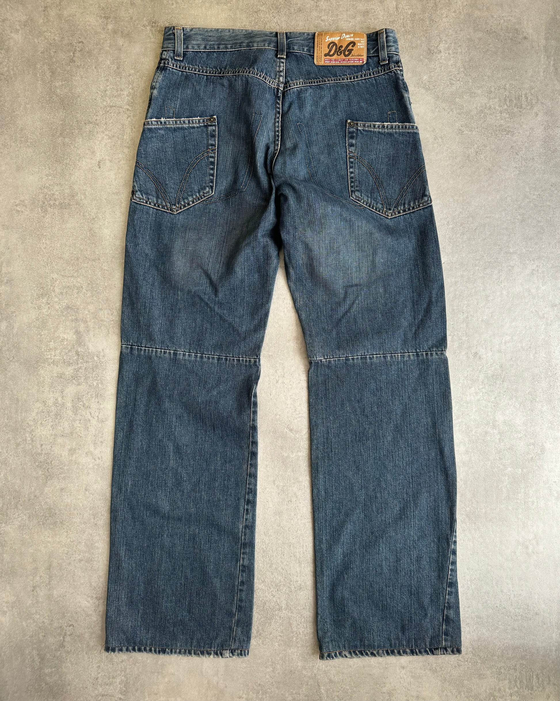 AW2003 Dolce & Gabbana Cargo Blue Denim Worker Jeans (M) - 2