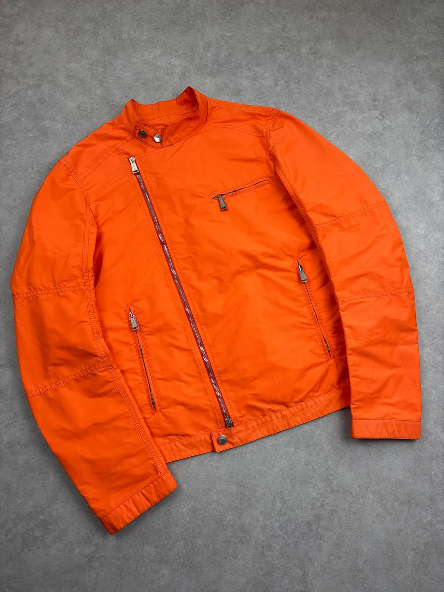 SS2014 Dsquared2 Orange Asymmetric Light Nylon Jacket FfhxMuNy 3