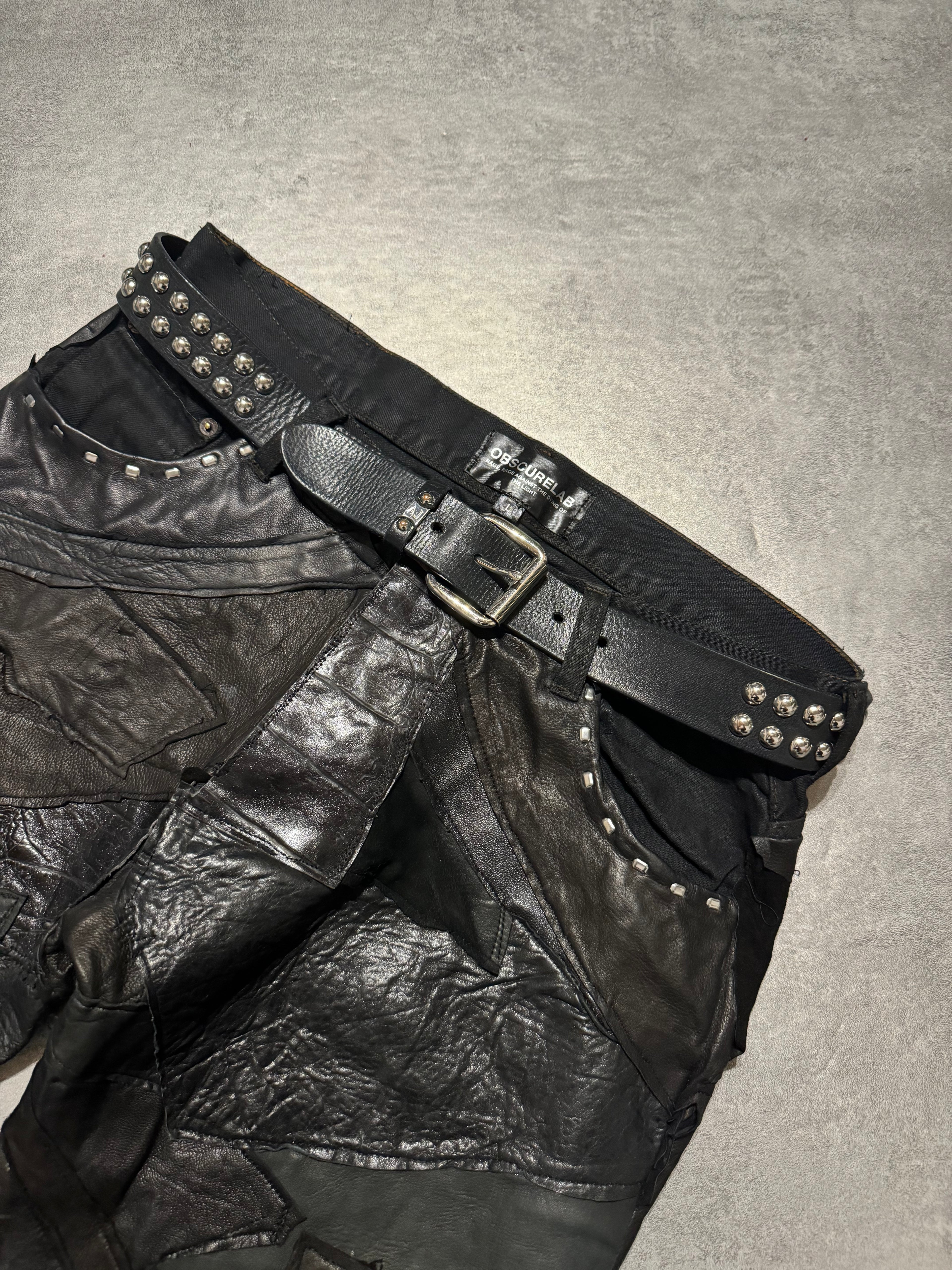 Armani Black Embellished Studded Leather Belt (OS) - 2