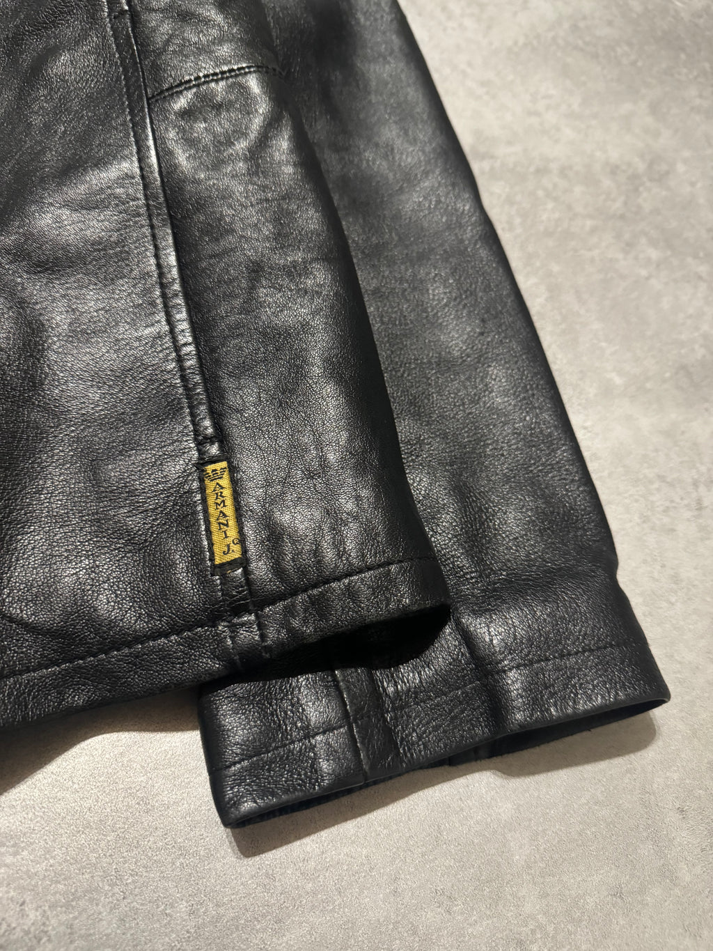 2000s Armani Black Structured Biker Leather Jacket (L) - 8