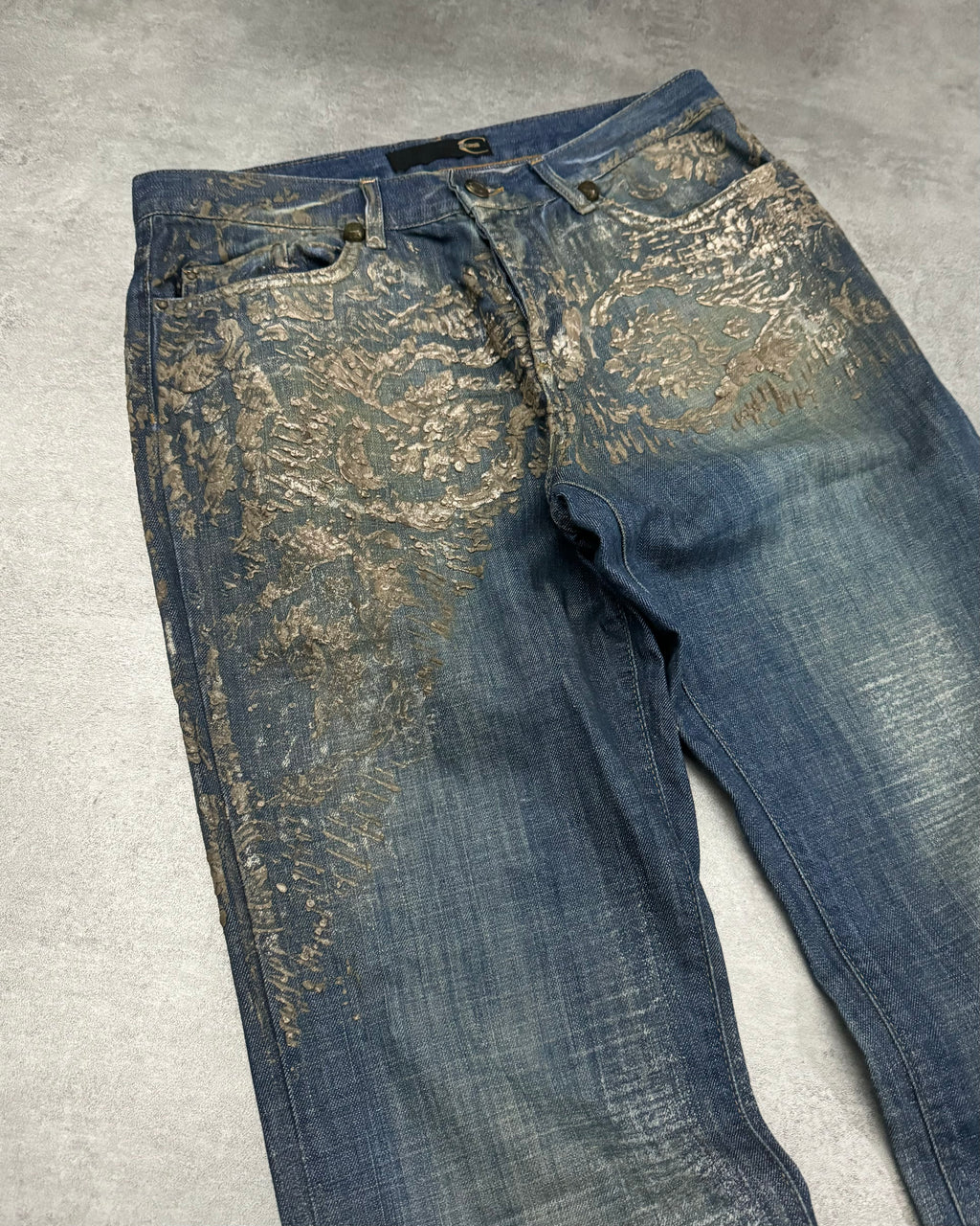SS2007 Cavalli Blue Royal Relief Archive Soft Denim Pants  (M) - 10