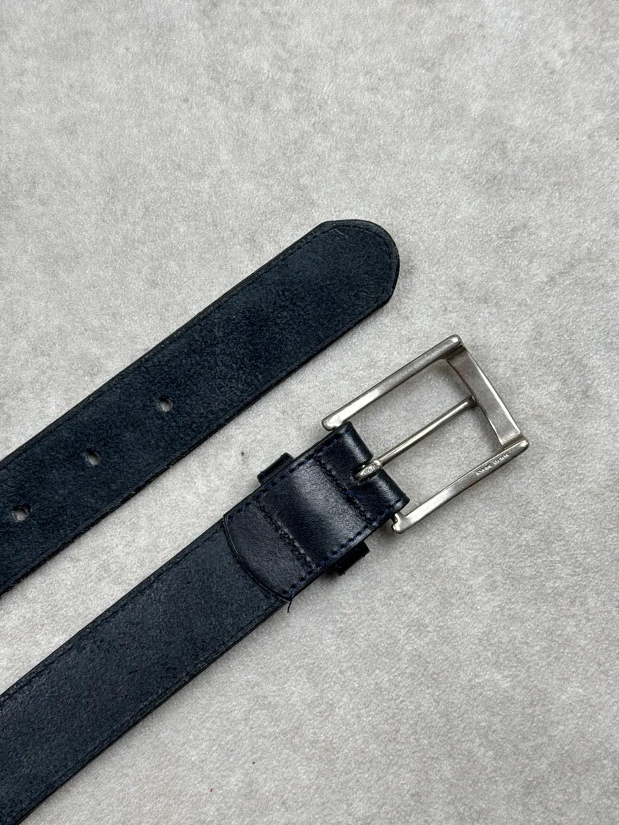 Marithé + François Girbaud Black Leather Yellow Script Embroidered Belt FkOuvxlL 5