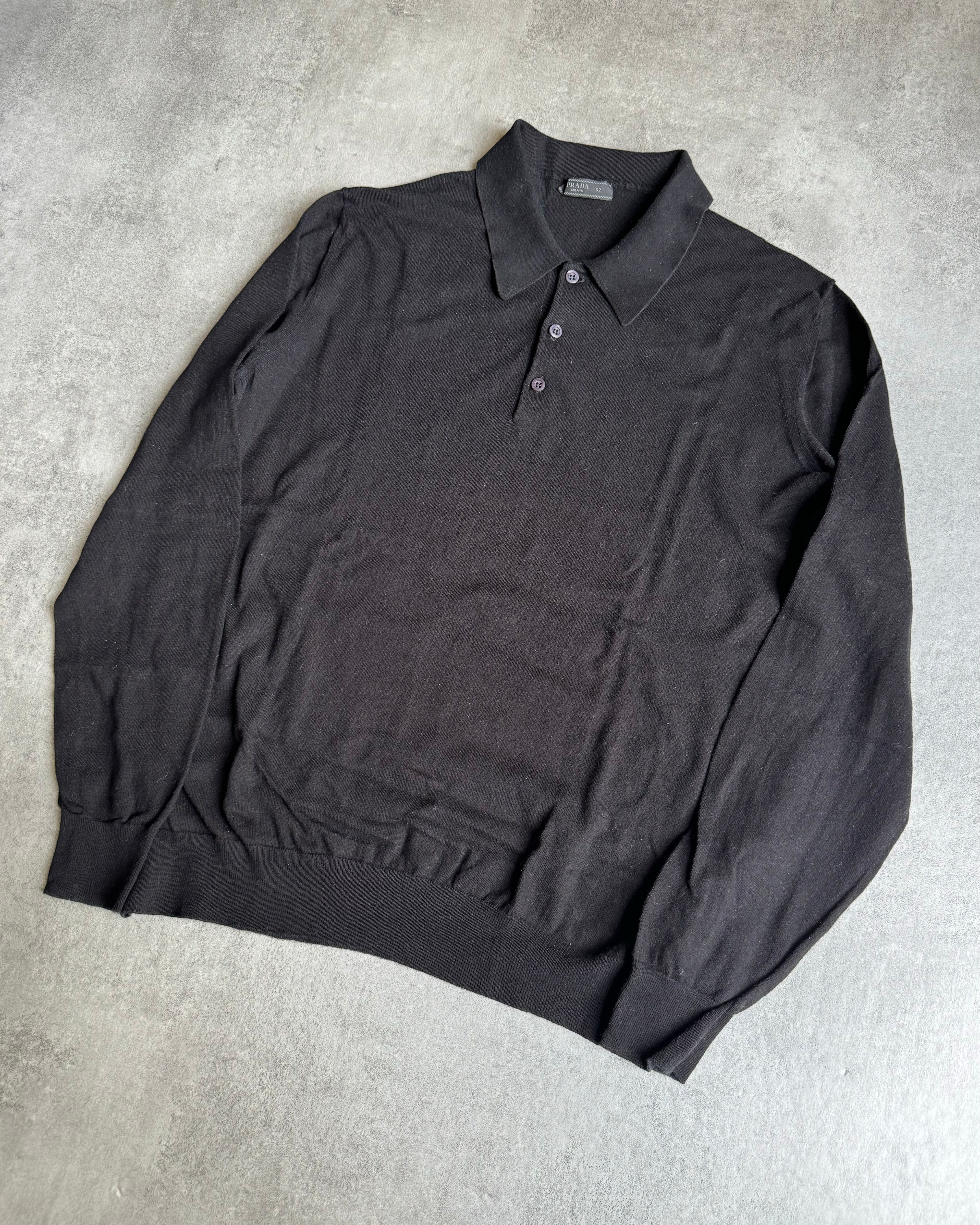 AW2020 Prada Staff Black Wool Polo Sweater  (L) - 3