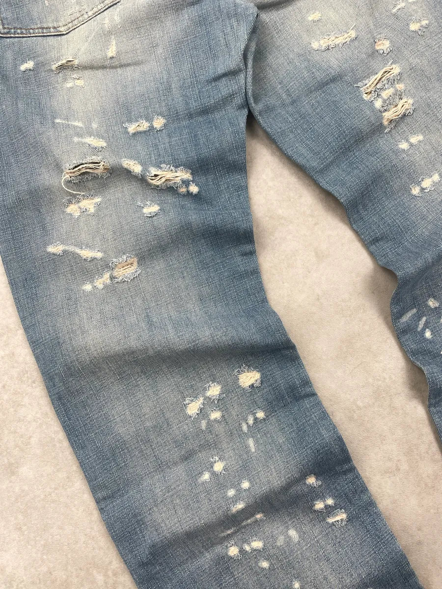 AW2005 Cavalli Light Blue Denim Distressed Contrast Stitch Jeans FlBdReqE 12