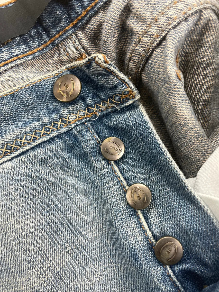 AW2005 Cavalli Light Blue Denim Distressed Contrast Stitch Jeans FlBdReqE 7