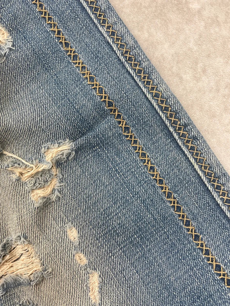 AW2005 Cavalli Light Blue Denim Distressed Contrast Stitch Jeans FlBdReqE 10