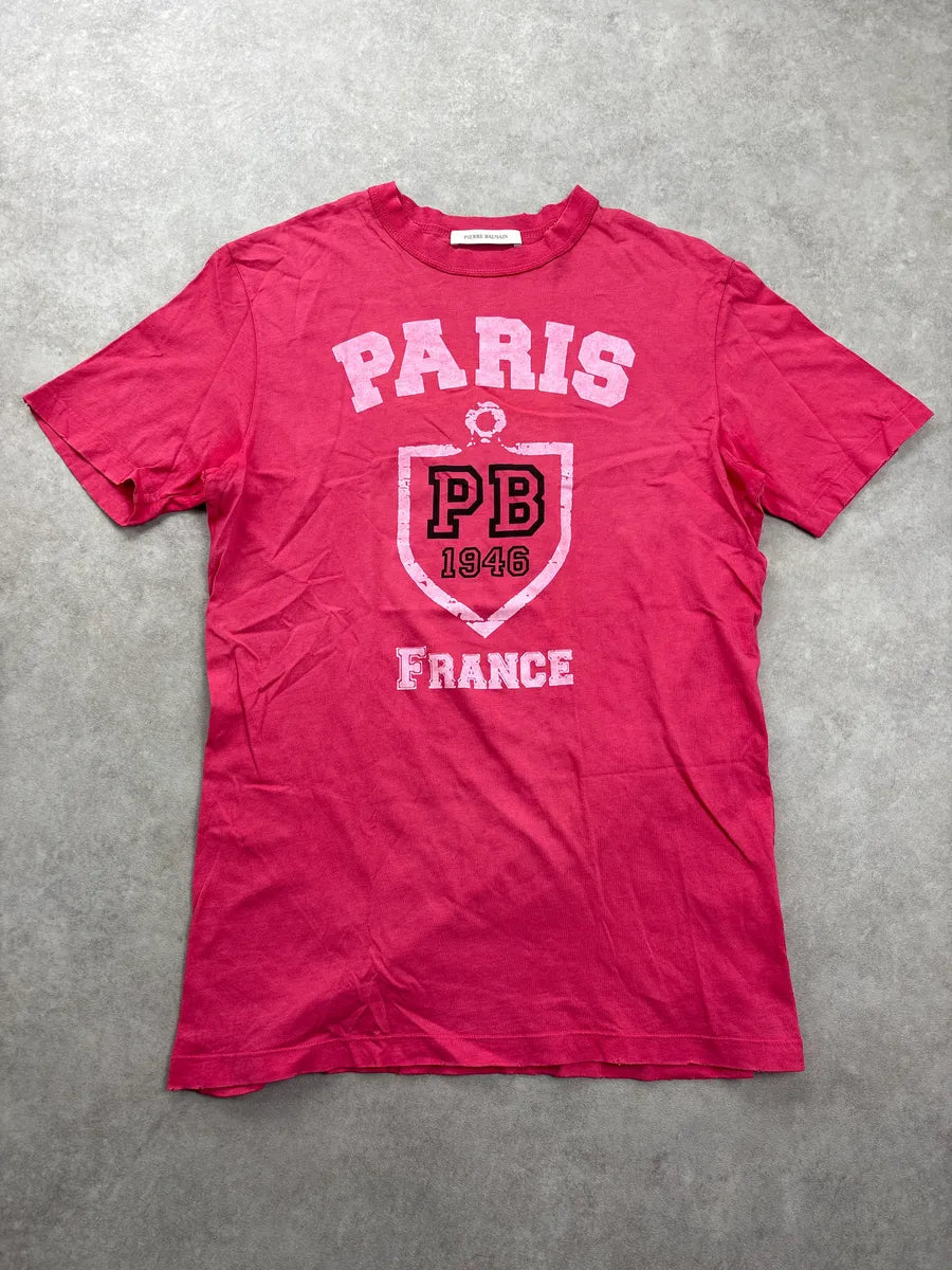 SS2012 Pierre Balmain Pink Paris France PB 1946 T-Shirt FnCFdYBx 0
