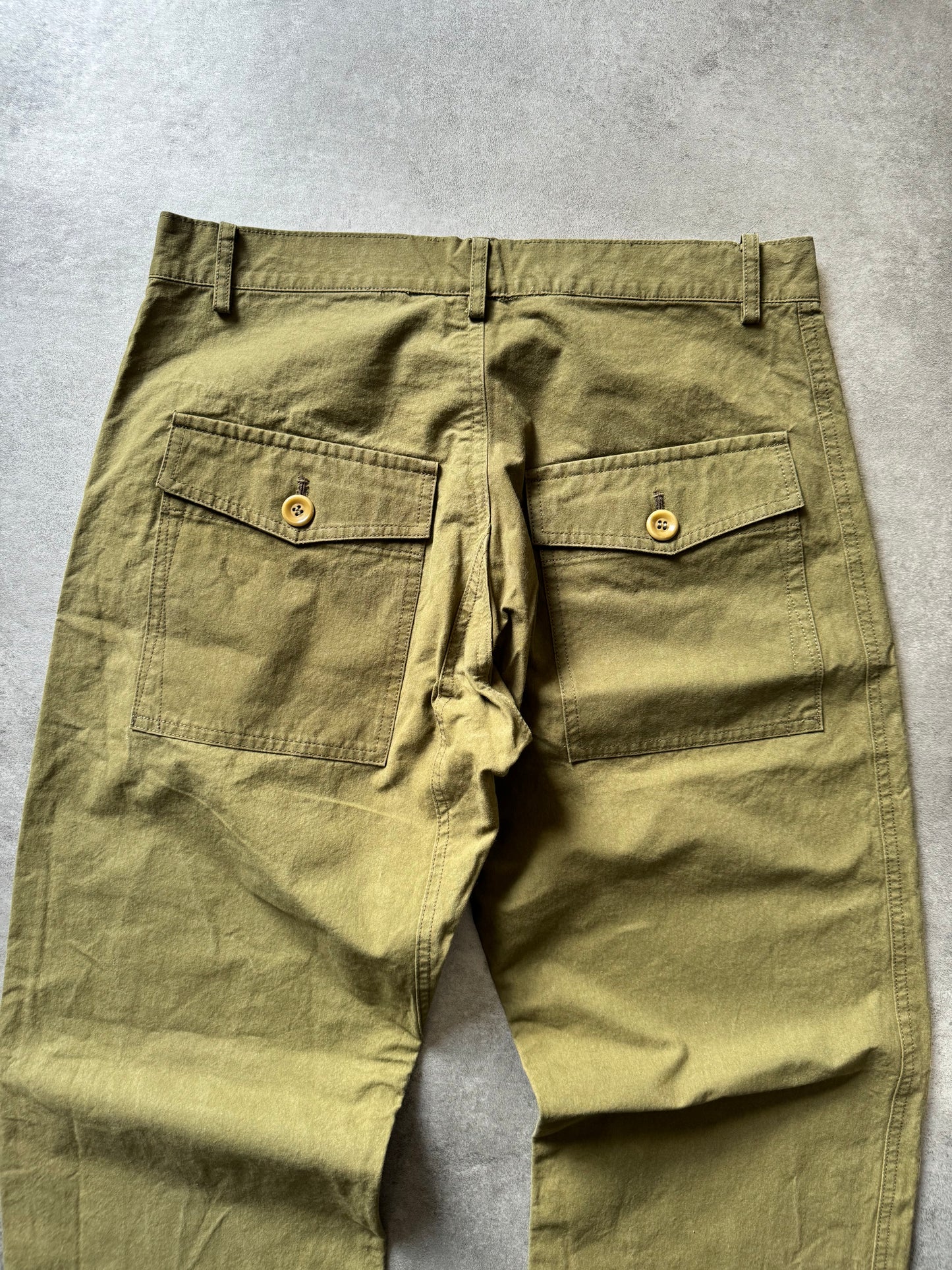 Yohji Yamamoto Olive Cargo Structured Pants (M) - 6
