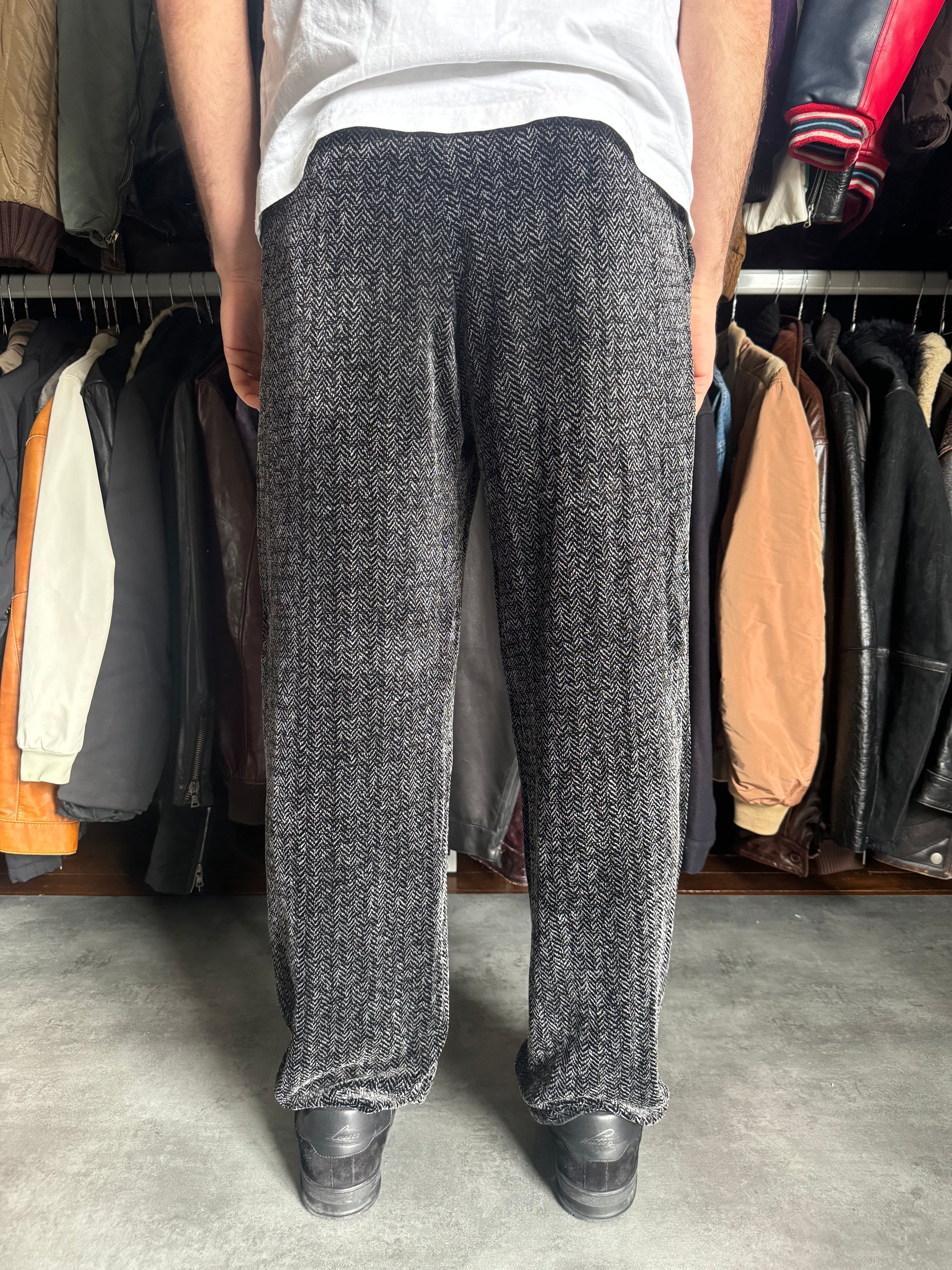 1990s Giorgio Armani Cozy Smooth Black Pants  (L) - 6