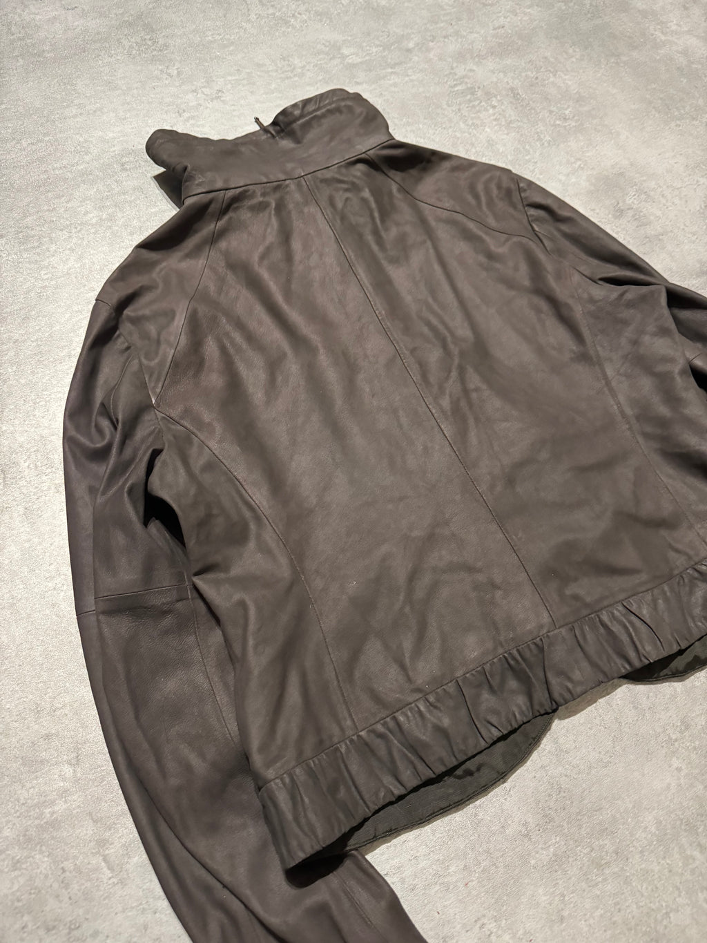 AW2007 Armani Collezioni Brown Goat Leather Buttoned Contemporary Jacket (S) - 4