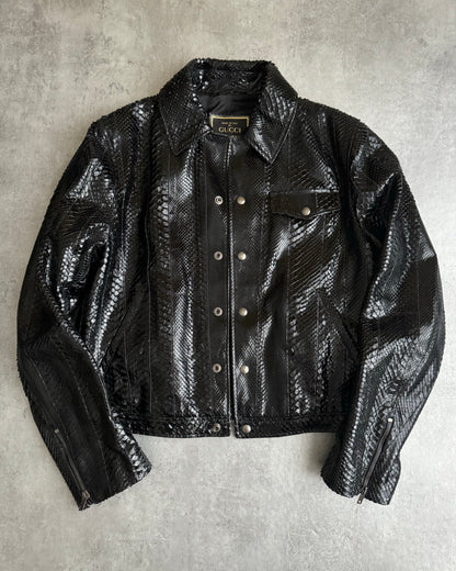 Gucci Black Python Leather Jacket (M) - 14