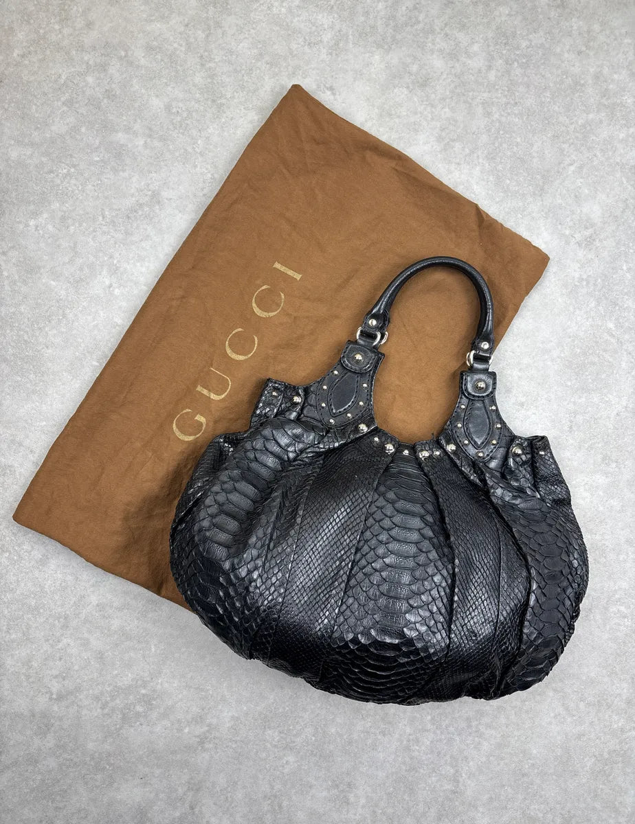 Gucci Black Python Studded Handle Bag FqWlpFfG 3