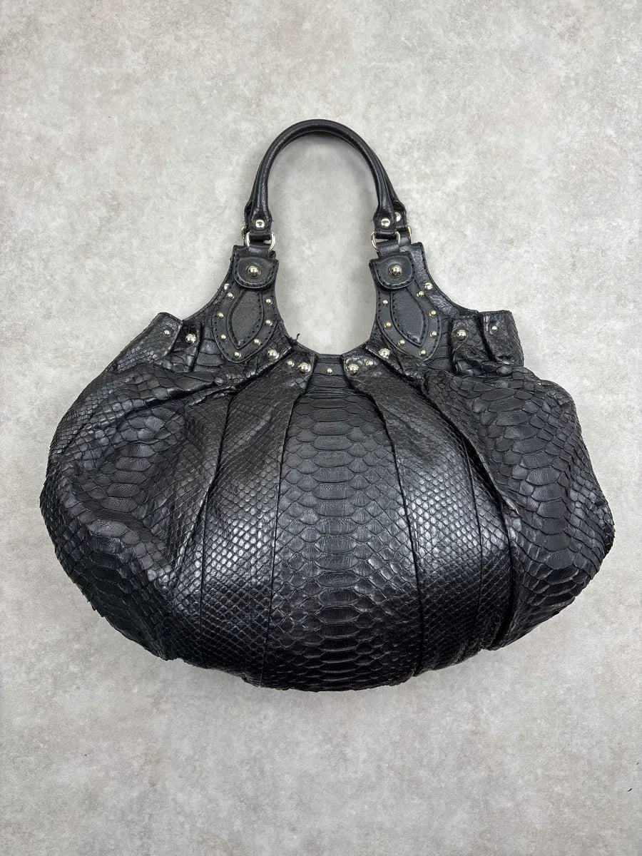 Gucci Black Python Studded Handle Bag FqWlpFfG 7